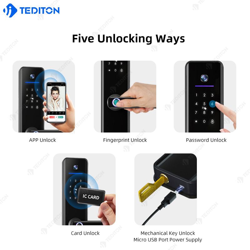 Fechadura Digital Smart Camera Door Lock with Tuya Wifi and 2-way audio video Doorbell & Invisible screen