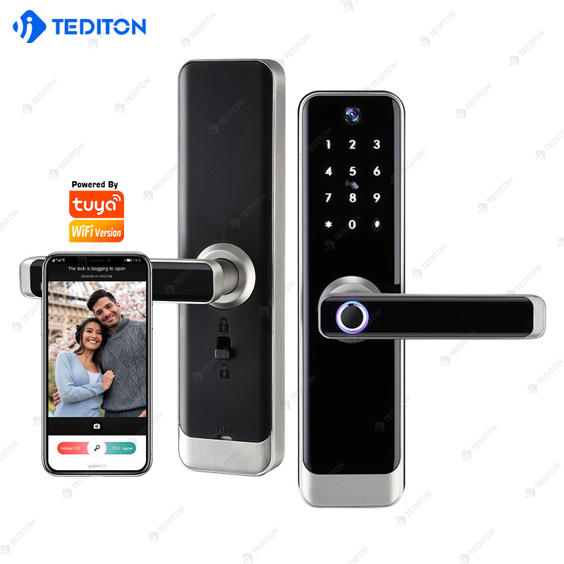 Smart lock video call voice with camera intercom door lock tuya app wifi fingerprint digital electronic intelligent locks