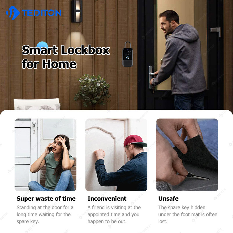 IP65 TTlock Wholesale Price Portable Digital Znic Alloy Wireless Smart Door Storage Key Lock Box For Car Keys