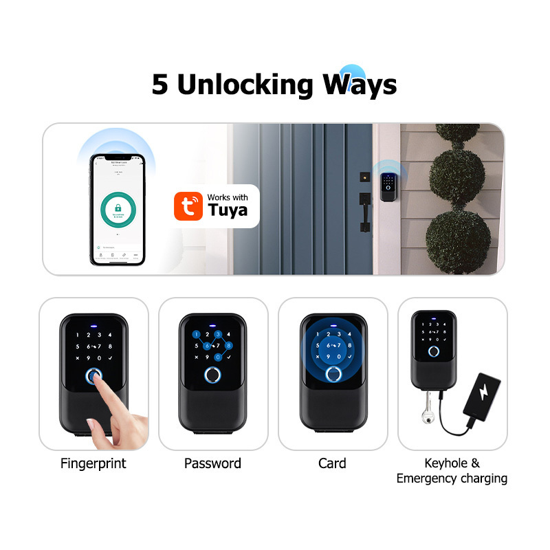 Tuya Wireless Wifi Outdoor Wall Mounted Anti theft Electric Fingerprint Lock Key Safe Box ttlock app smart airbnb door lock