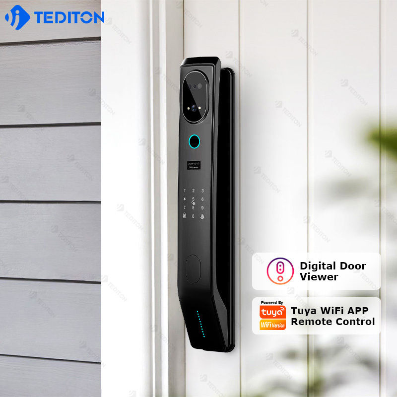 Tediton chapas inteligentes eletronic smart app push pull lock touch biometria exterior wifi fingerprint tuya fechadura digital