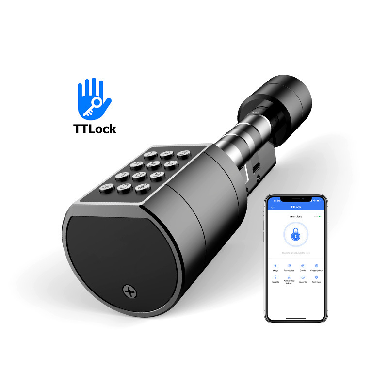 Tediton OEM digital adjustable keyless smart lock door wi-fi european tuya app fingerprint ttlock smart cylinder door lock