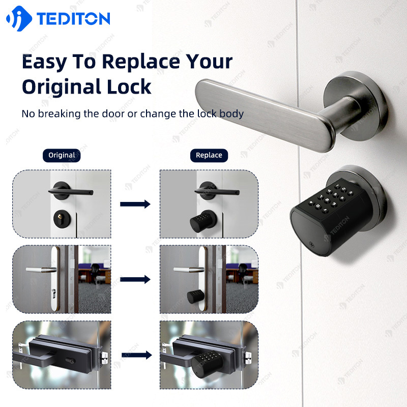 Inside Smart Lock For Inside Door Keyless Wireless Security Wifi Finger Print Smart Door Lock Cylinder European Wood Door