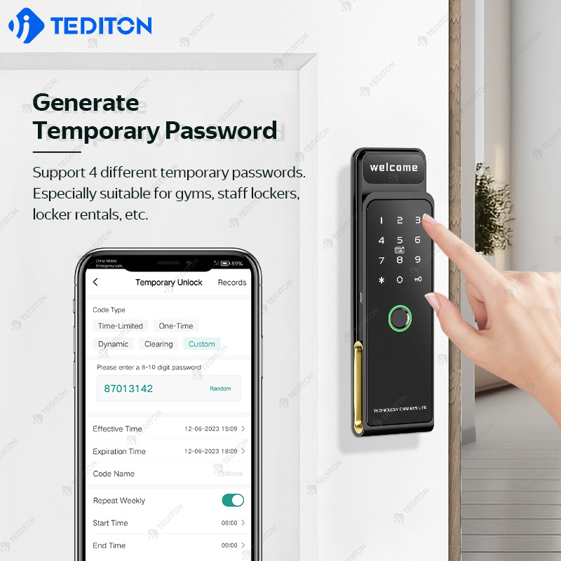 Tediton tuya app desk smart biometric fingerprint drawer lock spa electronic digital security cabinet lock