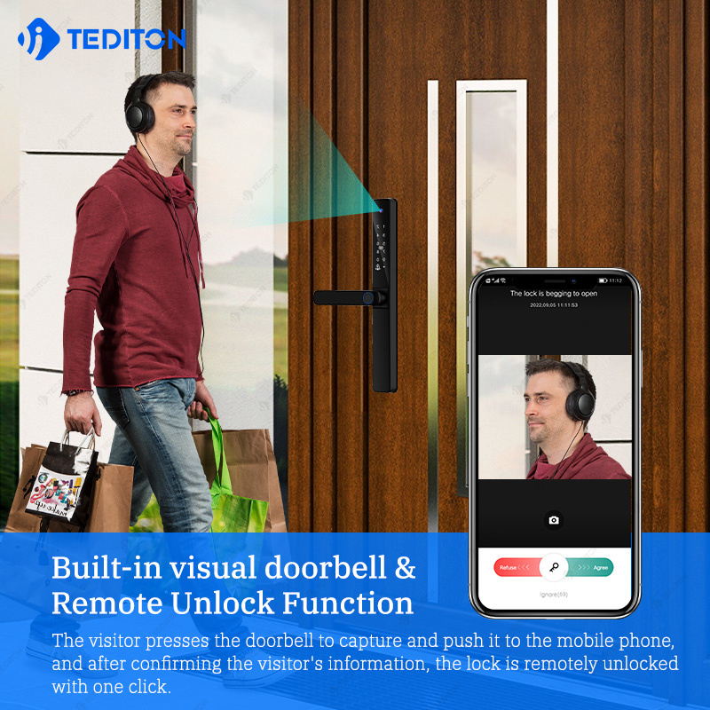 Euro Fechadura Digital Da Porta Com Biometria Tuya Wifi Fingerprint Slim Aluminum Electronic Smart Door Lock