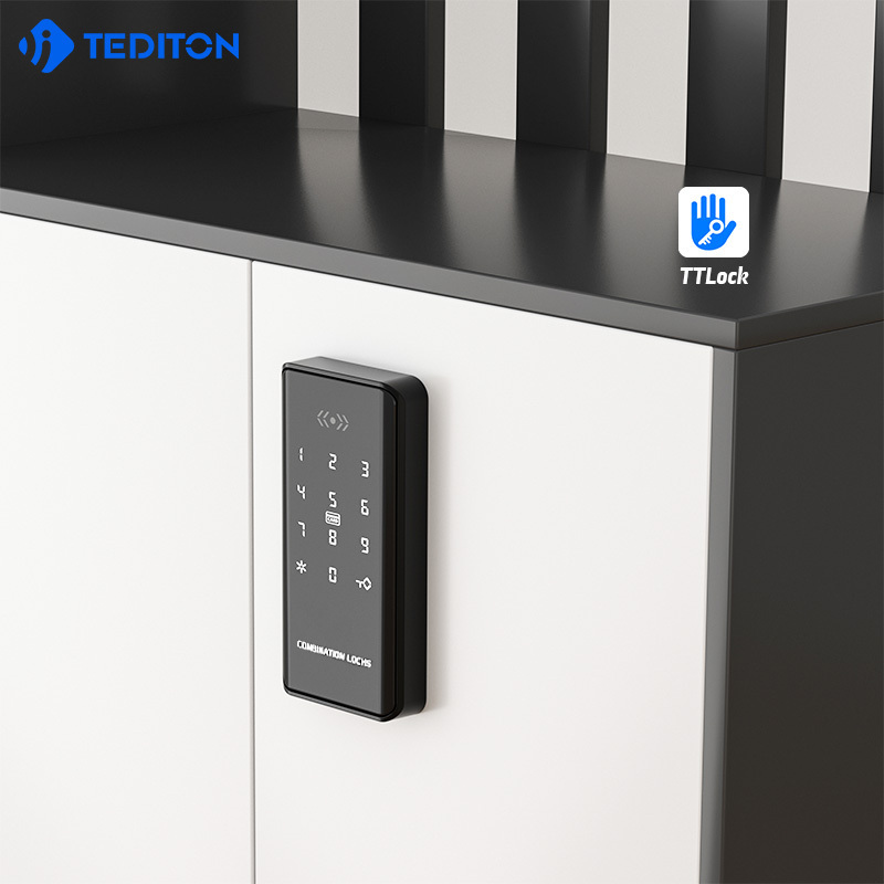 Tediton Rfid Electronic Password Ttlock Furniture Panel Drawer Office Safety desk smart biometric fingerprint drawer lock