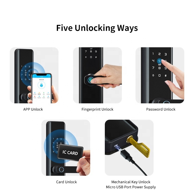 Tediton Security Keyless Wifi  TTlock Tuya APP Digital Smart Finger print door lock cerraduras inteligentes puerta interior