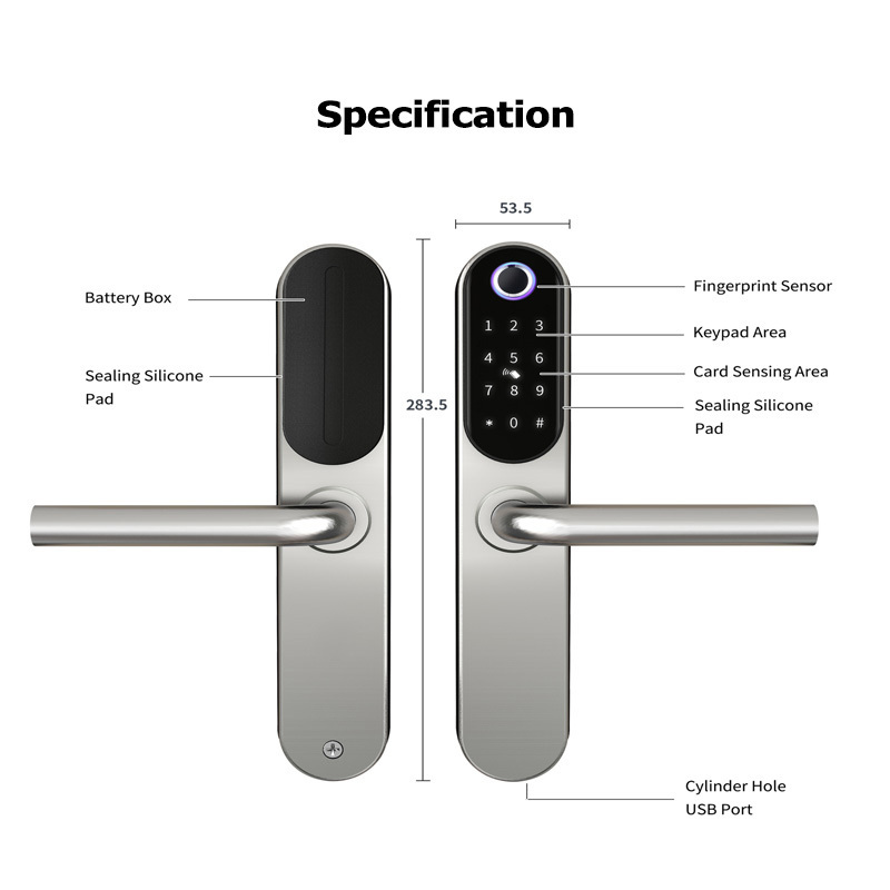 Tediton Digital Locks Front Door Handle Electronic Security Keyless Entry Smart Aluminum Sliding ttlock hotel door lock system