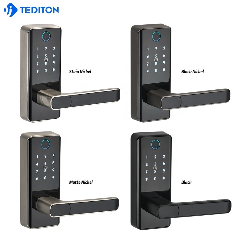 Tediton Safety APP Electric Fingerprint Card Code Combination Smart Door Lock with Touch-Screen Keypad