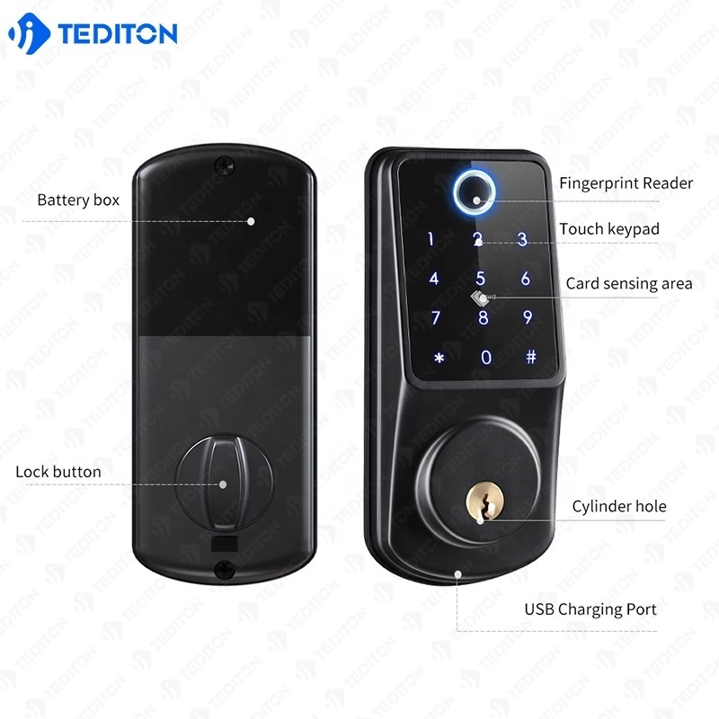 Hotel Room Control System Keypad TTlock APP Electric Door Lock for Airbnb Apartment Smart Deadbolt Lock