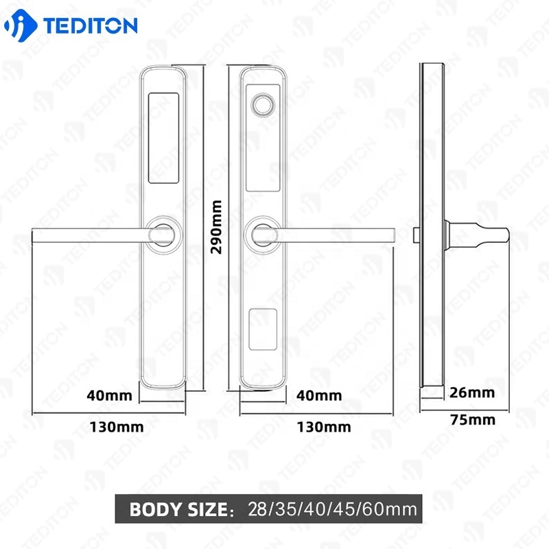 Wifi Tuya APP Fingerprint Lock Double Fingerprint System 304 Stainless Steer Sliding Door Lock with  Smart Lock Waterproof