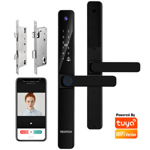 Euro Fechadura Digital Da Porta Com Biometria Tuya Wifi Fingerprint Slim Aluminum Electronic Smart Door Lock