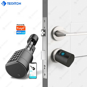 Tediton Waterproof Euro Cylinder Door Lock European TUYA APP Adjustable Cylinder Fingerprint Door Lock