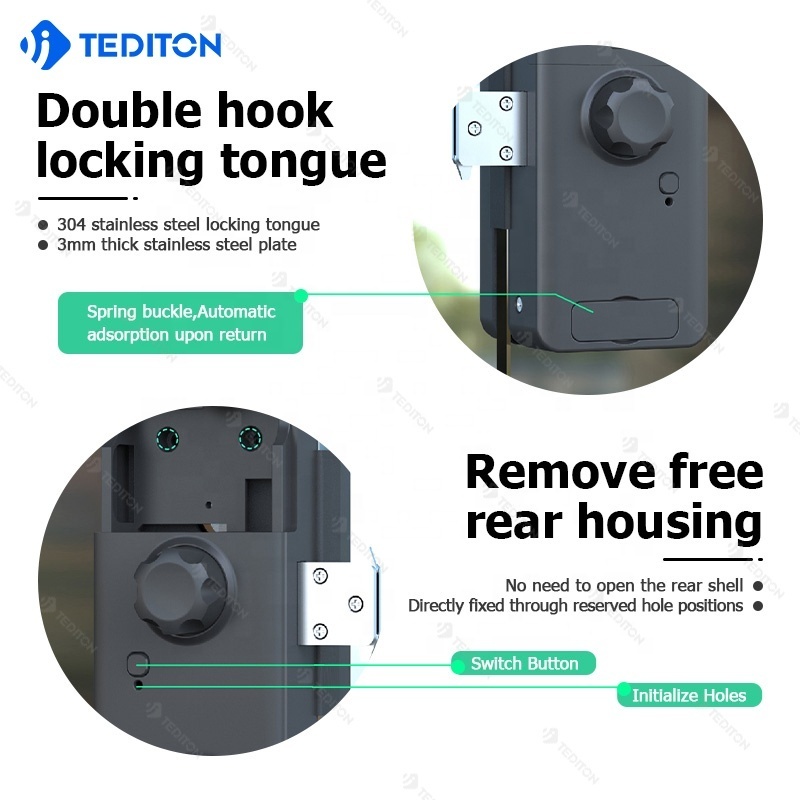 Tediton Frameless Sliding Door Lock for Office TT Lock Touch Keypad Fingerprint Smart Glass Door Lock