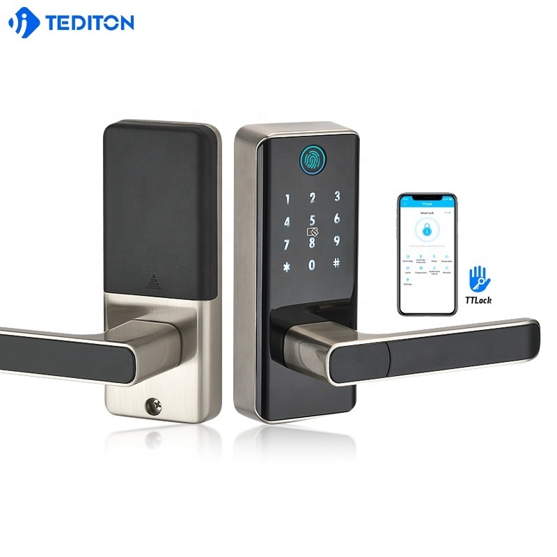 Tediton Safety APP Electric Fingerprint Card Code Combination Smart Door Lock with Touch-Screen Keypad