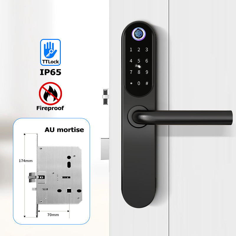 Tediton Digital Locks Front Door Handle Electronic Security Keyless Entry Smart Aluminum Sliding ttlock hotel door lock system