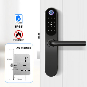 Tediton Digital Locks Front Door Handle Electronic Security Keyless Entry Smart Aluminum Sliding ttlock hotel door lock system