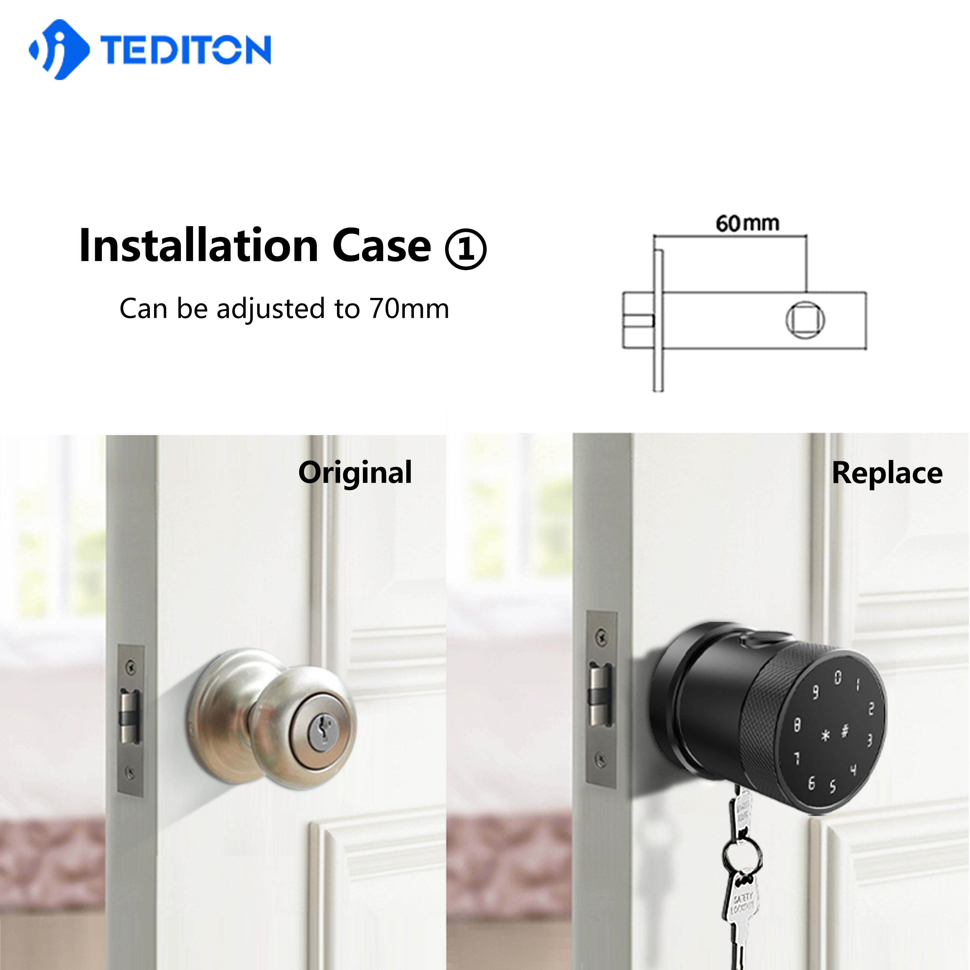 Tediton Best Price Electric APP Biometric Fingerprint Code Rifd Card Smart Security Door Lock for Office Home