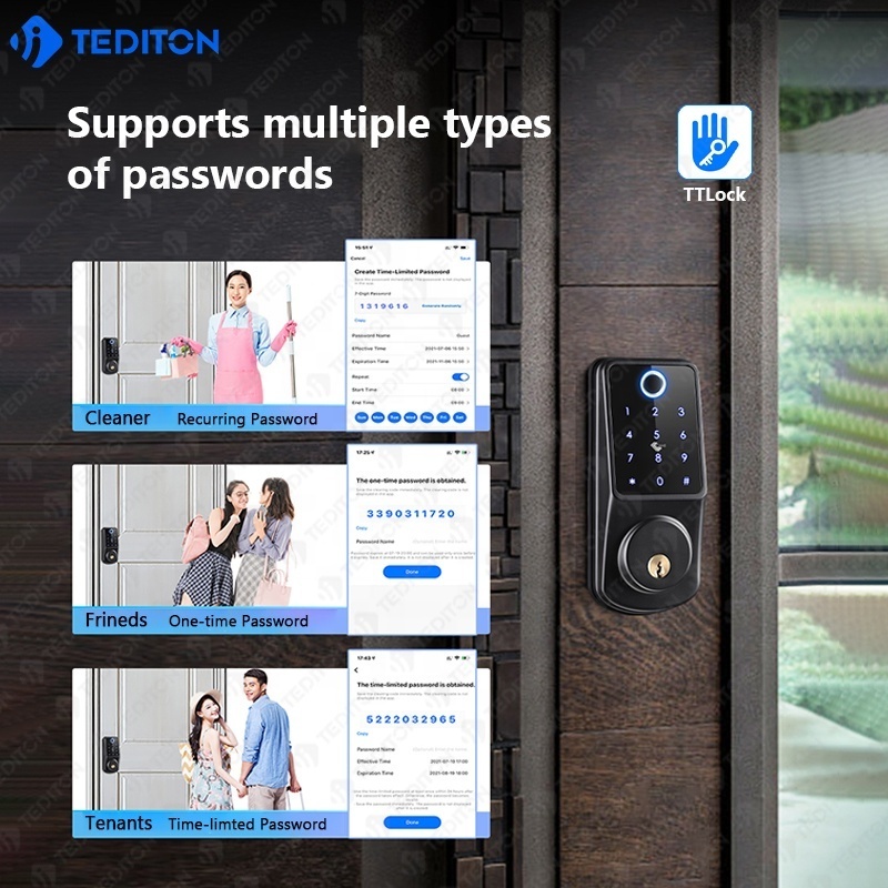 Hotel Room Control System Keypad TTlock APP Electric Door Lock for Airbnb Apartment Smart Deadbolt Lock