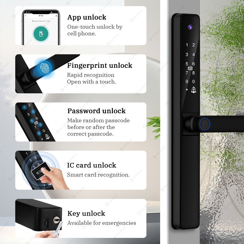 Euro Fechadura Digital Da Porta Com Biometria Tuya Wifi Fingerprint Slim Aluminum Electronic Smart Door Lock