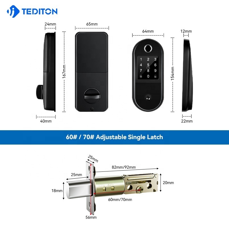 Tediton TTlock APP WiFi Electronic Smart Password door lock with Biometric Fingerprint Rfid Code Combination