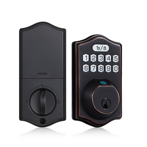 Heavy Duty Wireless Fingerprint Keypad Deadbolt Bronze Door Knob Combo Smart Digital Keyless Keypad Door Lock For Home Apartment