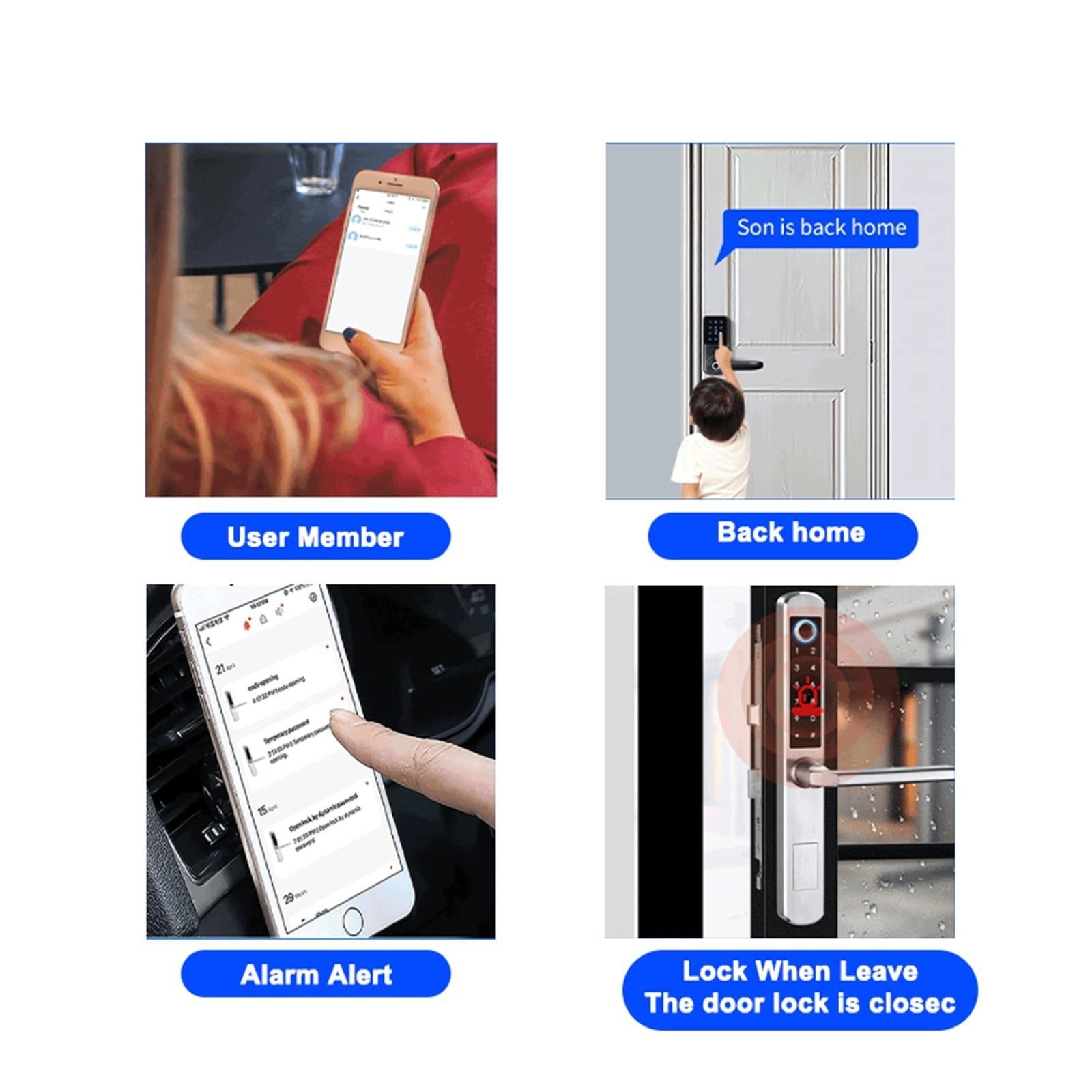 IP66 Aluminum Patio Sliding Glass Door Smart Lock Tt Lock App Handle Keypad Fingerprint RFID Electronic Digital Lock