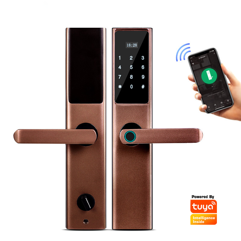 Tuya Wifi Digital Smart Door Lock Cylinder with Smart Phone Fingerprint Code Card and Key