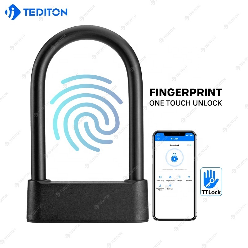 Tediton Hot Selling IP67 Waterproof &Dustproof Finger Print Lock Safety Alarm Smart Padlock candado con huella digital