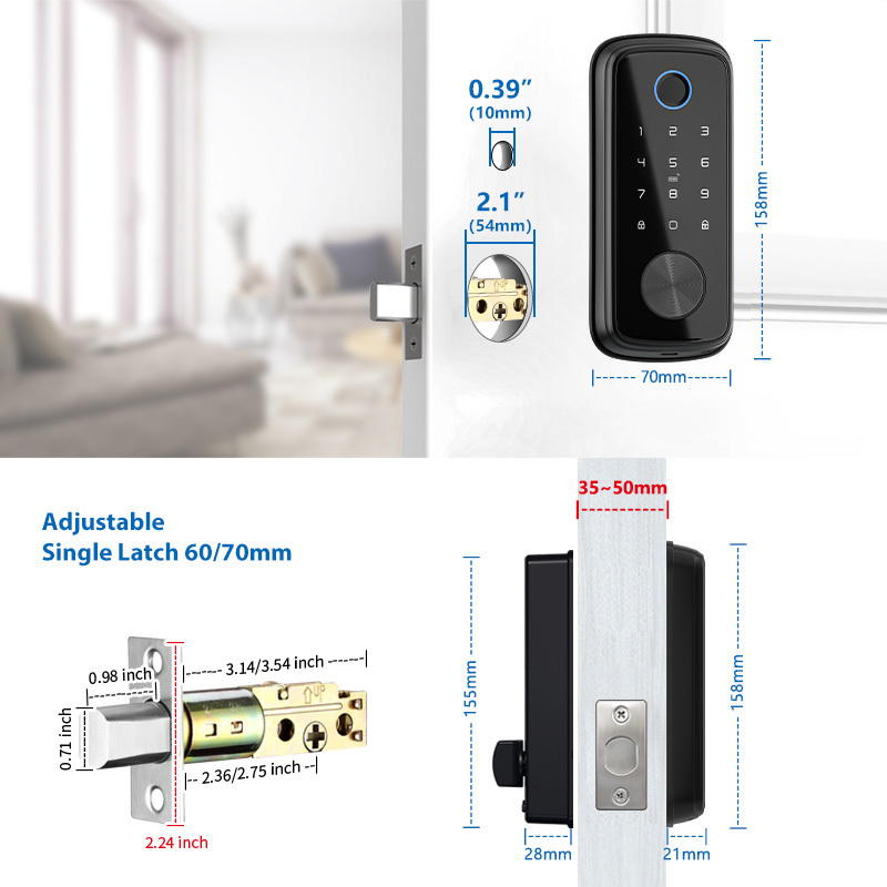 Wifi Zigbee Mobile App Smart Home Electronic Deadbolt Door Lock Fingerprint Digital Handle Keyless Tuya Smart Lock