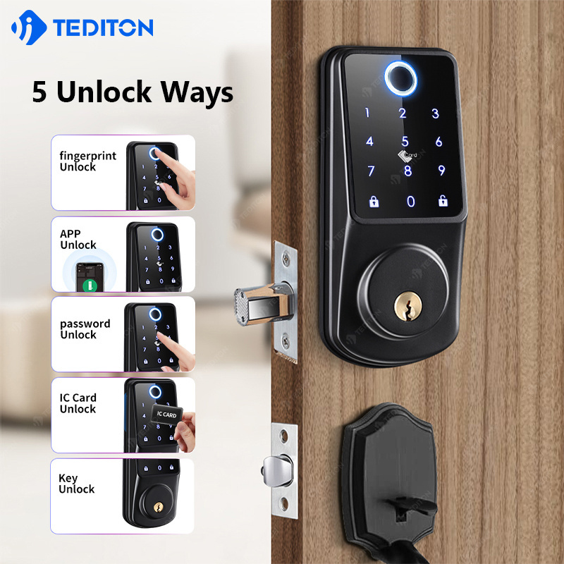 High Quality Electric Rfid Card Code Combination Wifi Smart Door Lock with Touch-Screen Keypad Deadbolt