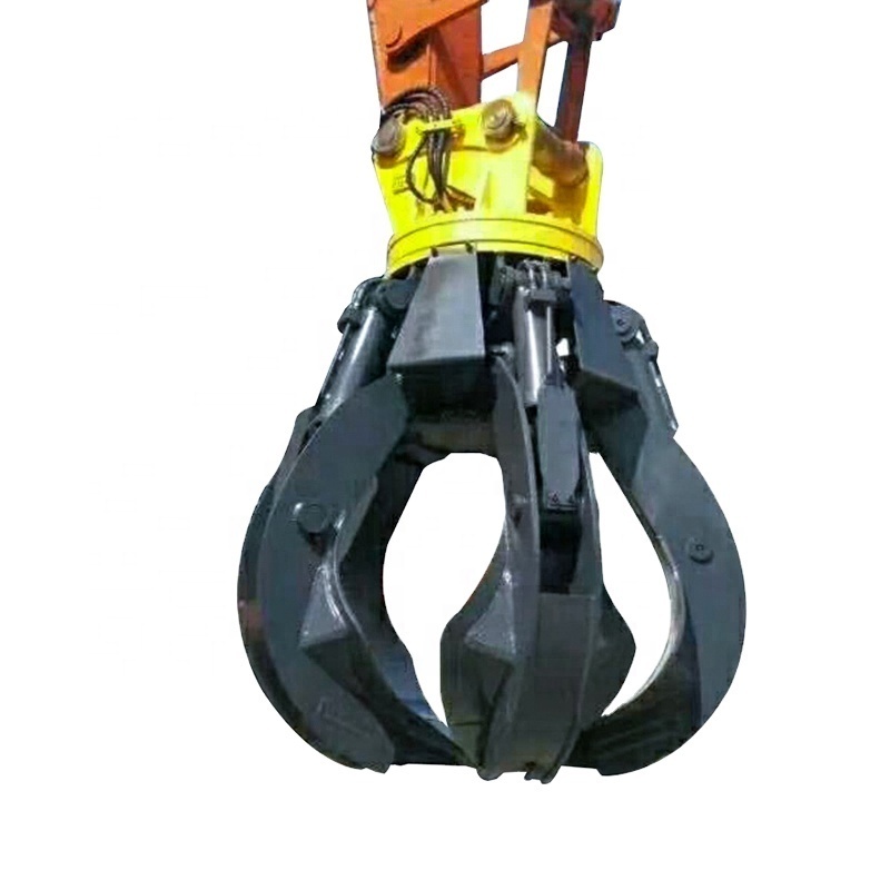 5-47T  excavator grab stone grapple Hydraulic grab bucket scrap metal claws orange peel Grapple four claw waste steel iron grab