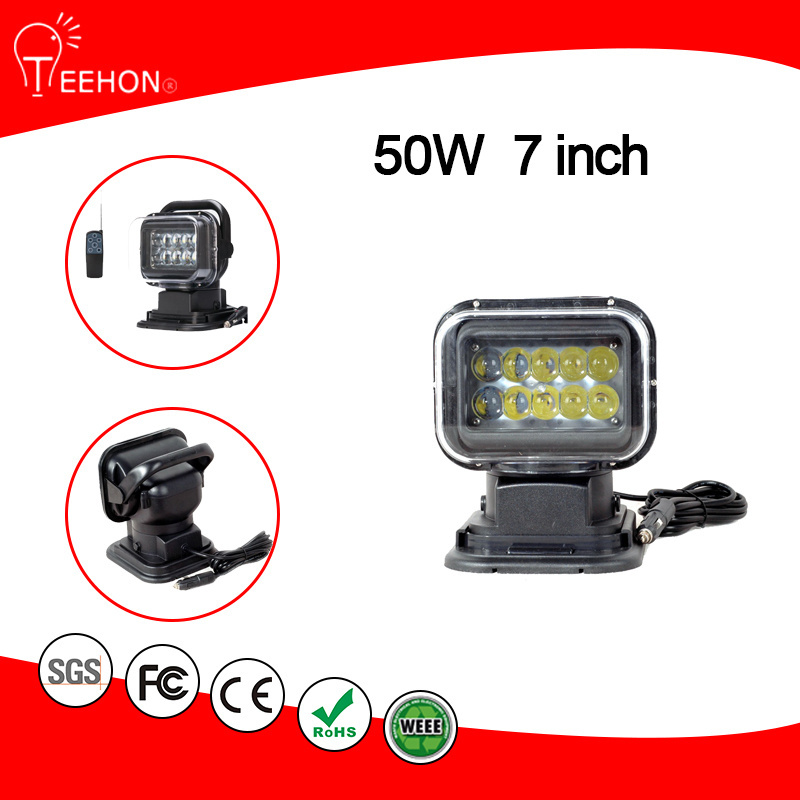 50W 7inch led search light remote control vehicle marine magnetic 12V boat light spot led work light