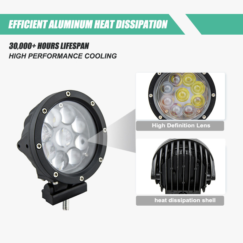 5.5 inch 4d LED work light 45W LED spot light with Silver Black Front frame for boat vessel marine offroad 4x4