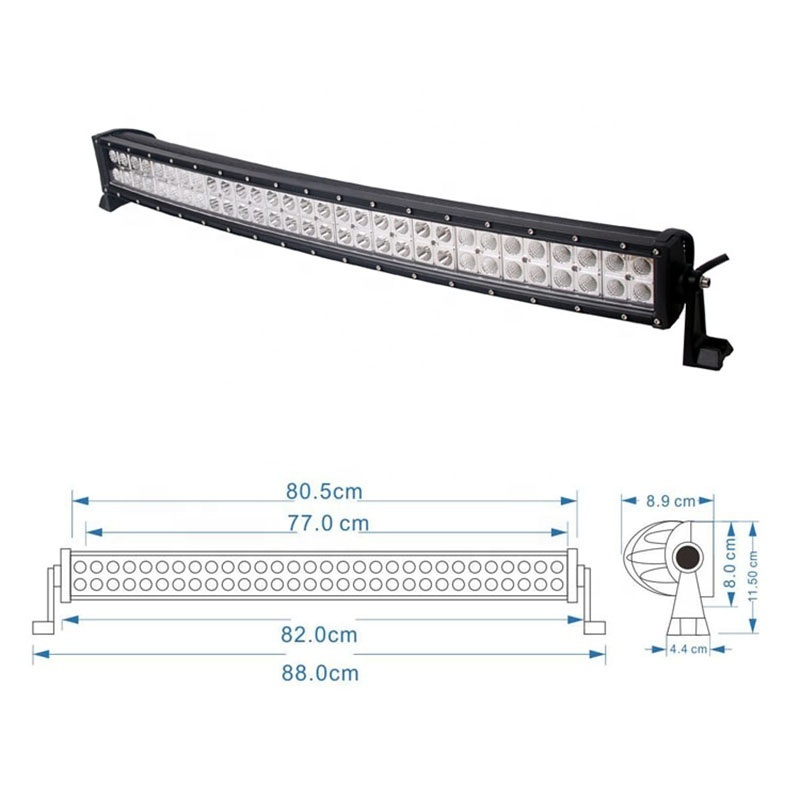 double row IP68 waterproof curved 180w led lighting 24v led light bar 32 inch work light led bar for truck offroad vehicle