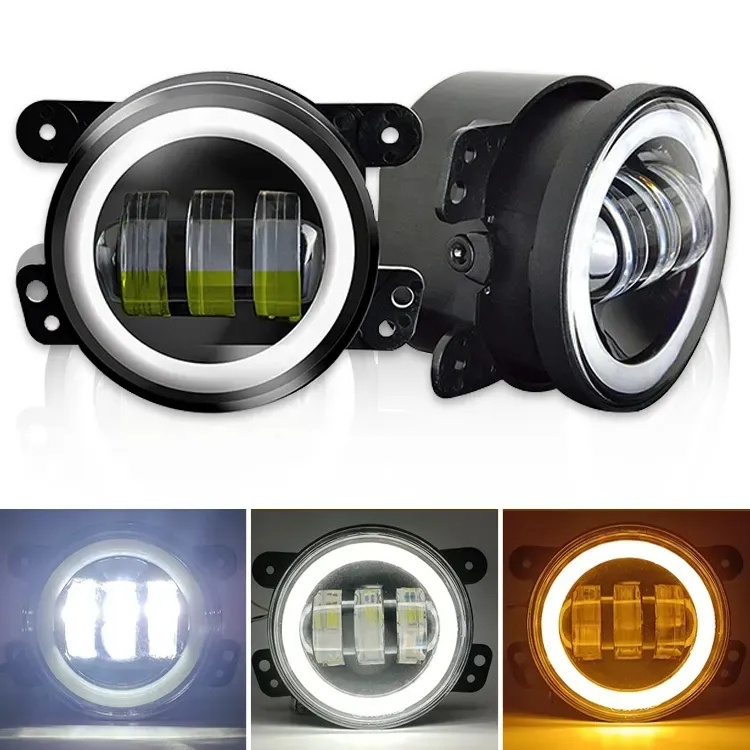 4inch 30w Round Led Fog Lights driving light with White amber for led fog light auto parts