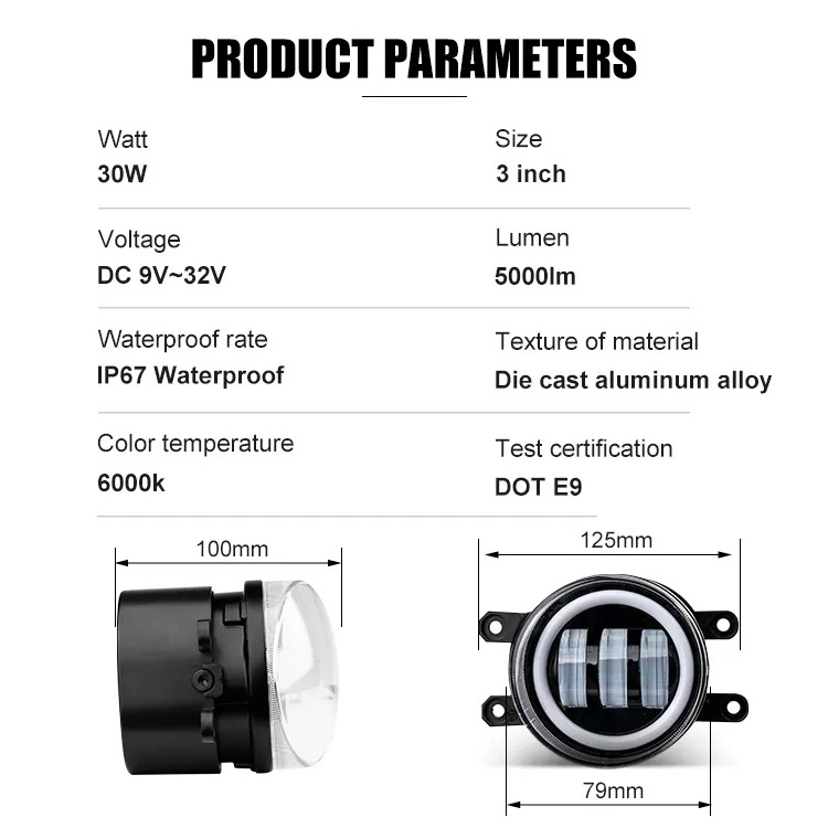 LED Lights 30W Angel Eyes LED Fog Light Lamps for Car LED Fog/Driving Lights