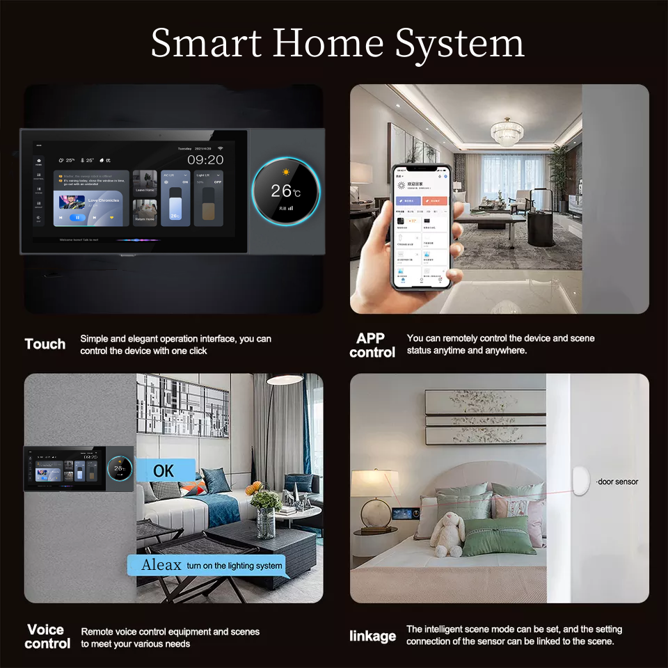 2024 new smart home 220V wall switch with touch screen LCD display with tuya/life smart mobile APP remote control function