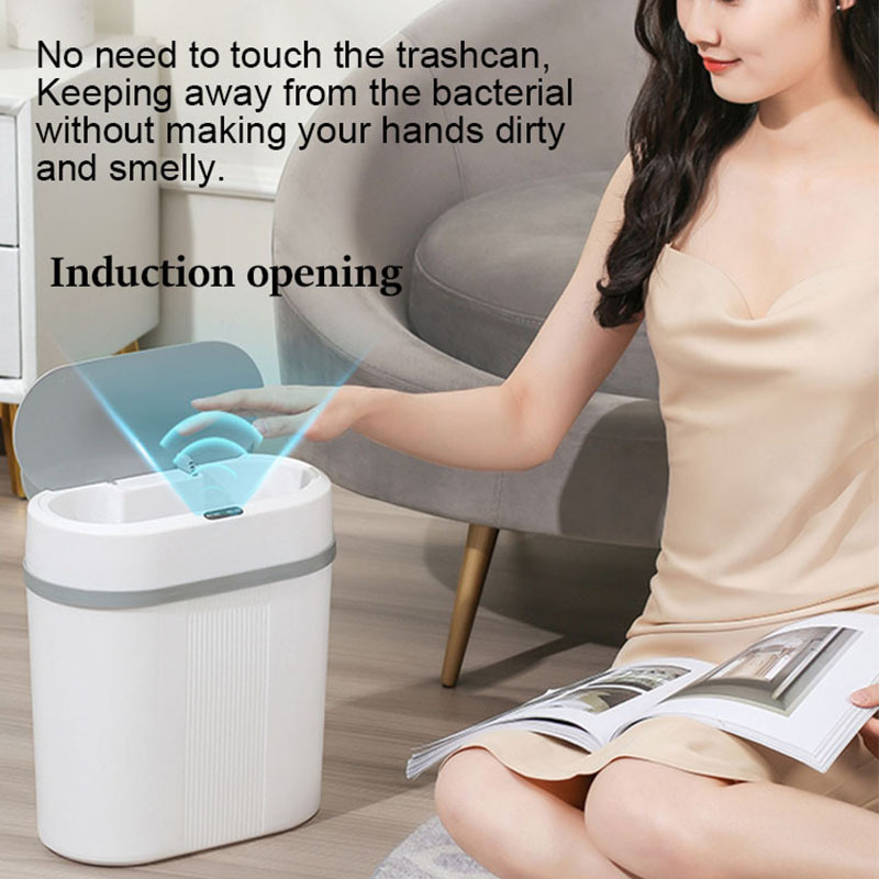 12L Automatic sensor operation plastic waste bin kitchen bathroom recycle garbage touchless hotel smart trash can waste bin