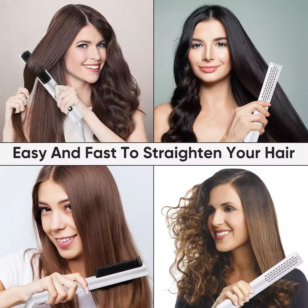 Hair Straightener Brush Hair Straightening Comb Hot Brush Fast Ceramic Ptc Heating Smoothing Brush Oem Odm Factory Manufacturer