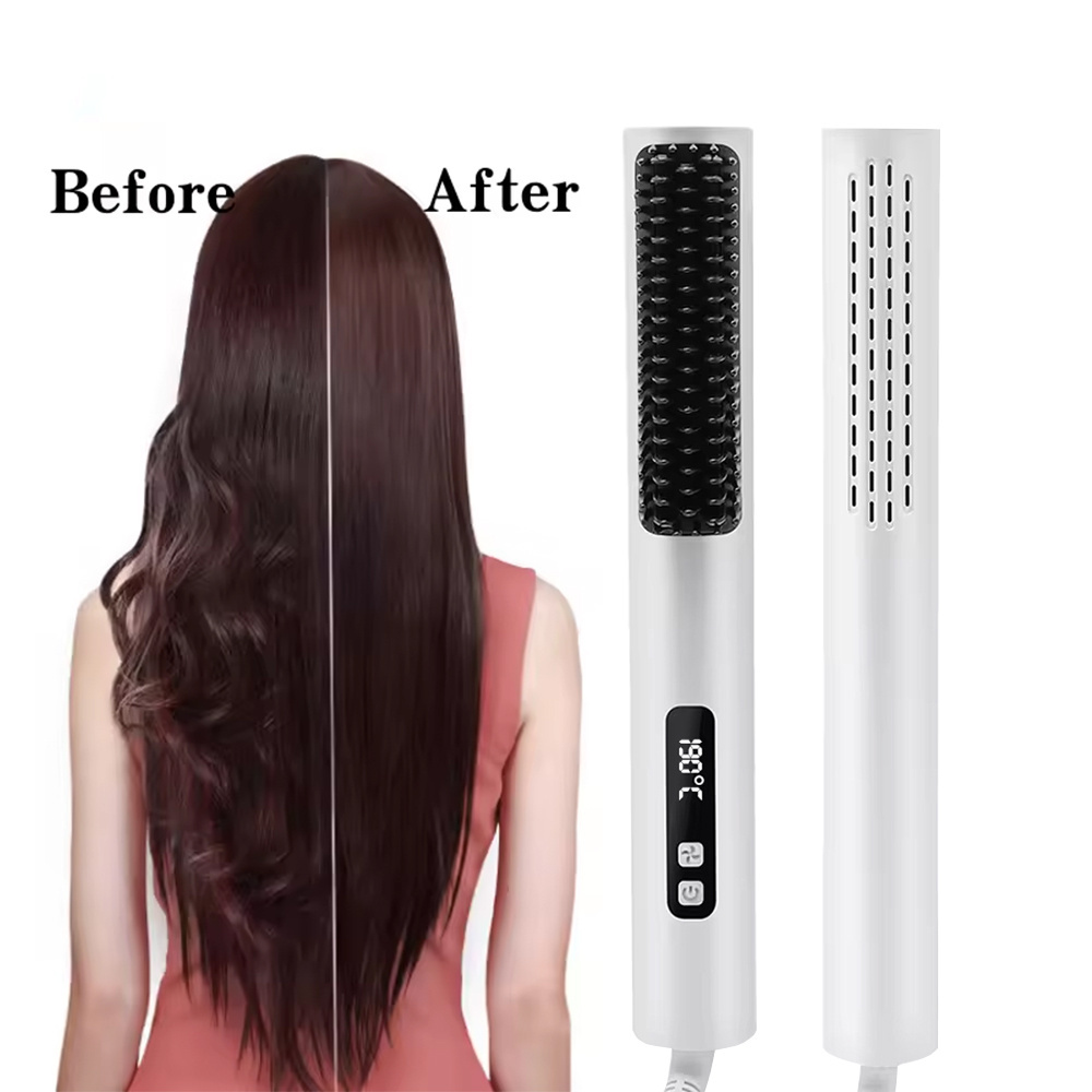 Hair Straightener Brush Hair Straightening Comb Hot Brush Fast Ceramic Ptc Heating Smoothing Brush Oem Odm Factory Manufacturer