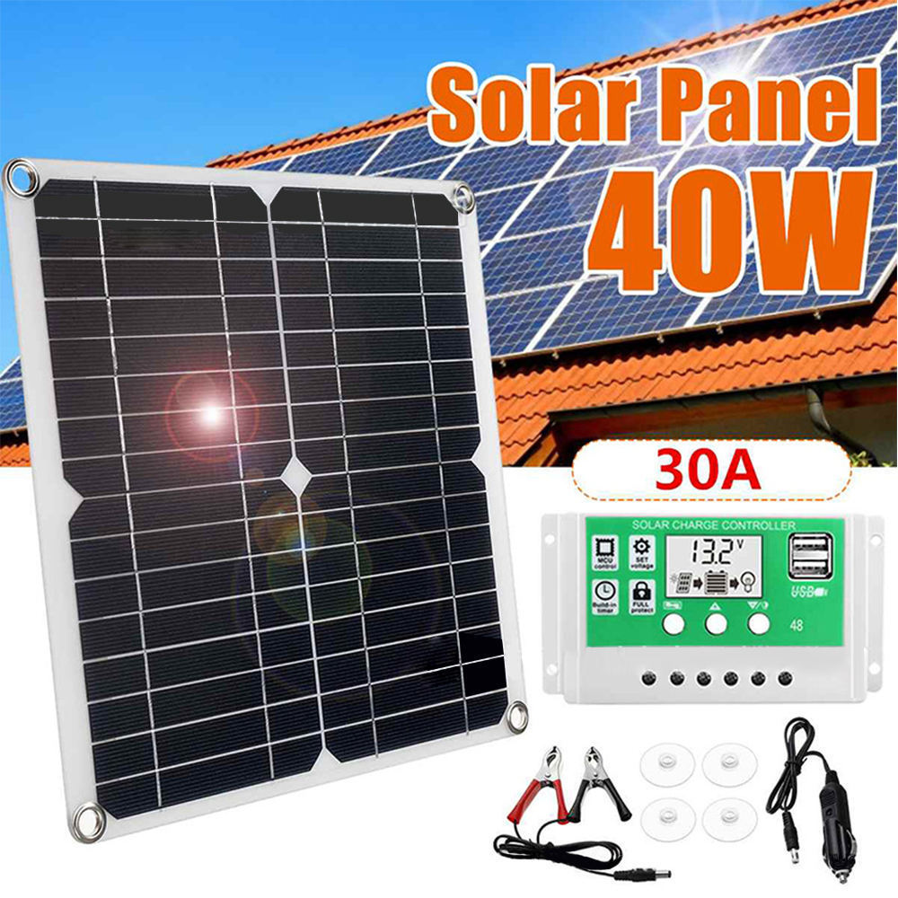 Portable 25W Mono Solar Panel Kit avto auto Trickle battery charger Maintainer with 10A Controller 10V For RV Car Boat