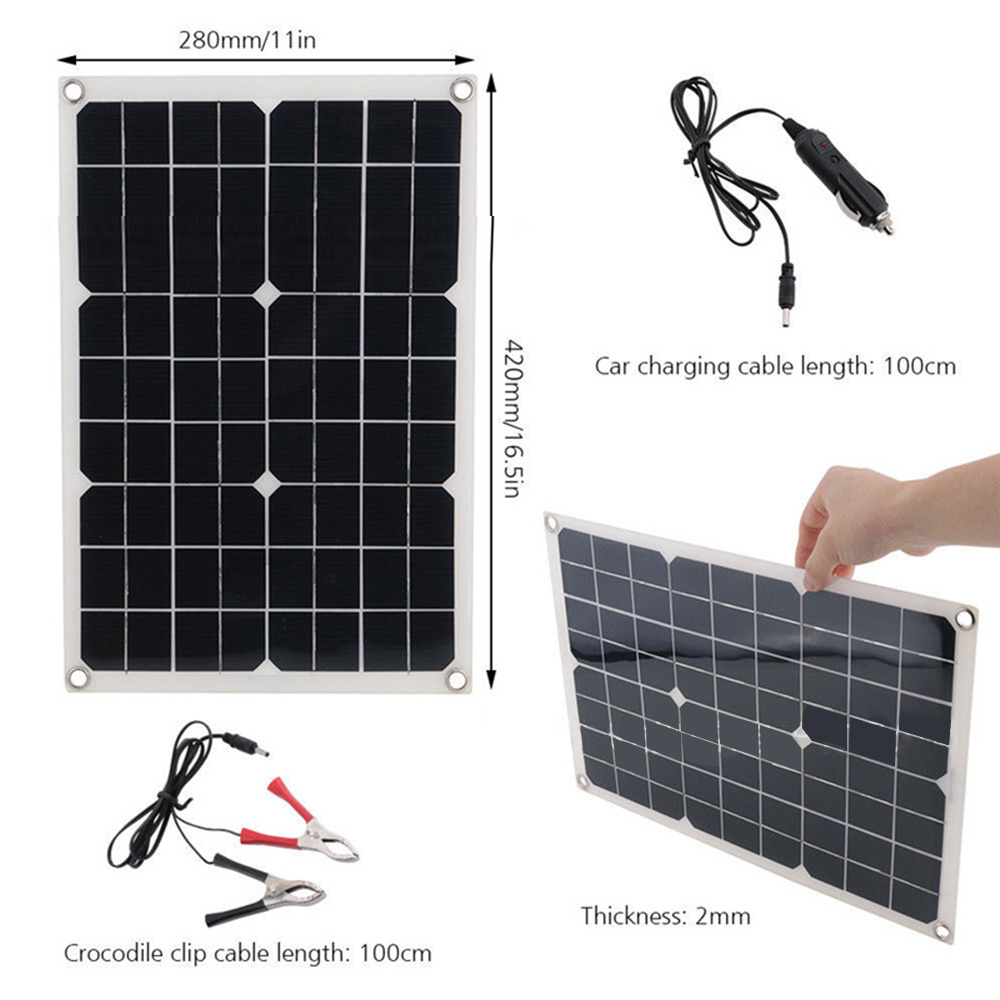 Portable 25W Mono Solar Panel Kit avto auto Trickle battery charger Maintainer with 10A Controller 10V For RV Car Boat