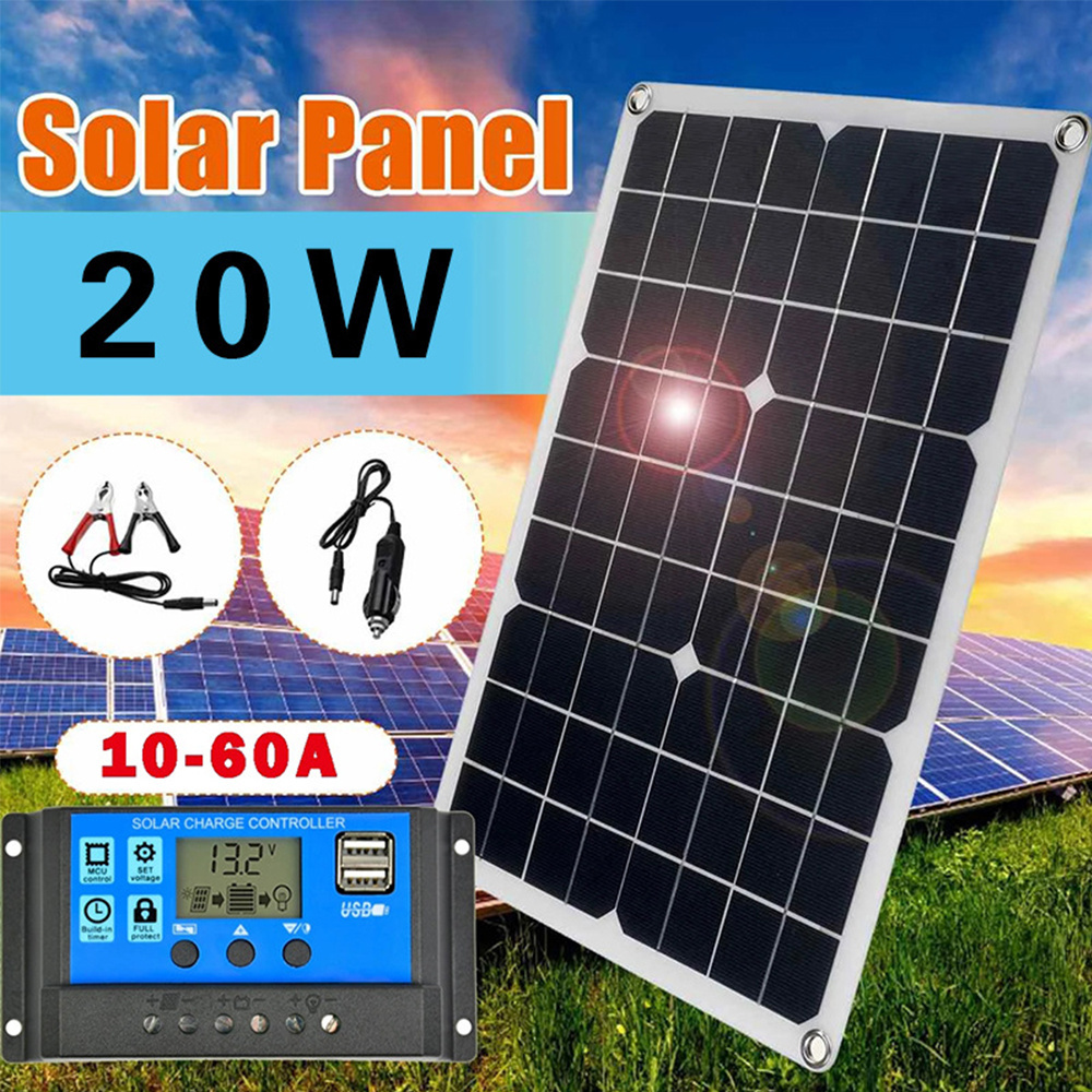 Portable 25W Mono Solar Panel Kit avto auto Trickle battery charger Maintainer with 10A Controller 10V For RV Car Boat