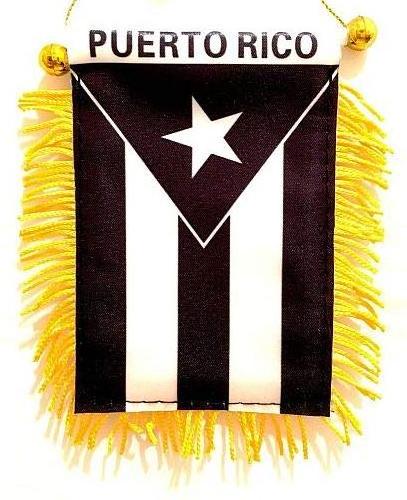 Wholesale Custom Satin Black White Puerto Rico Pennant Flag