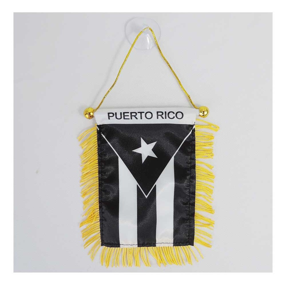 Wholesale Custom Satin Black White Puerto Rico Pennant Flag