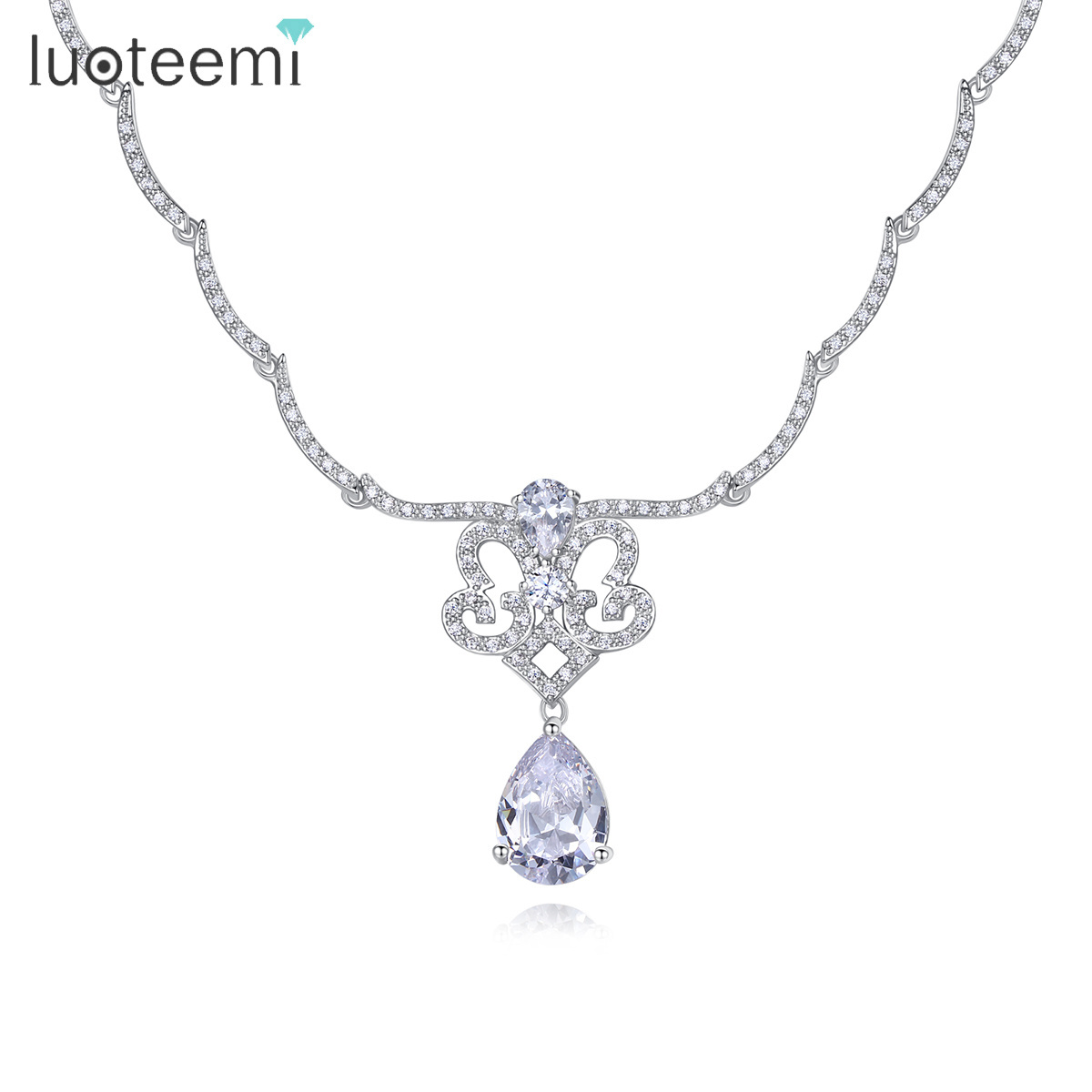 LUOTEEMI Jewellery Woman Jewelry Set Zirconia Bridal Wedding Charm Trendy Statement Girl Icy Jewelry