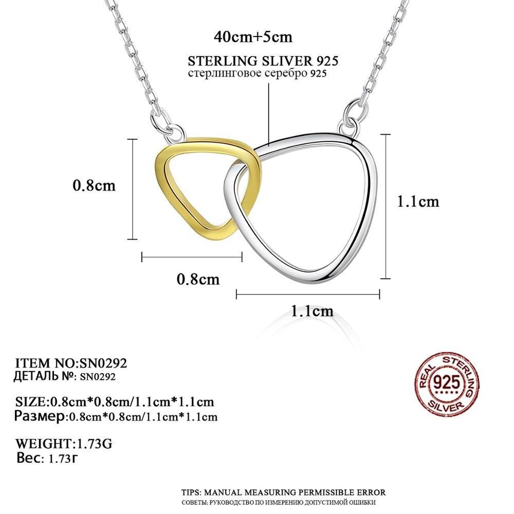 CZCITY  S925 Sterling Silver Exquisite Design Double Circle Pendant Necklace for Women