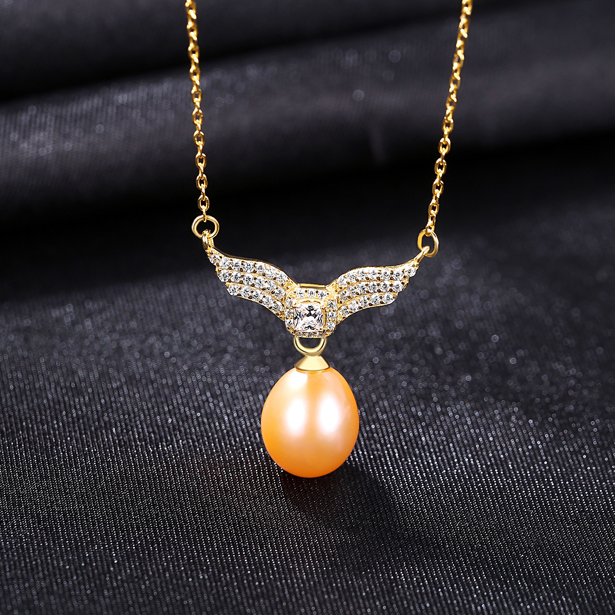 PAG&MAG Tahitian Pearl Necklace Freedom Tiny Cute Wings Necklace S925 Sterling Silver Pendant Necklace Wholesale