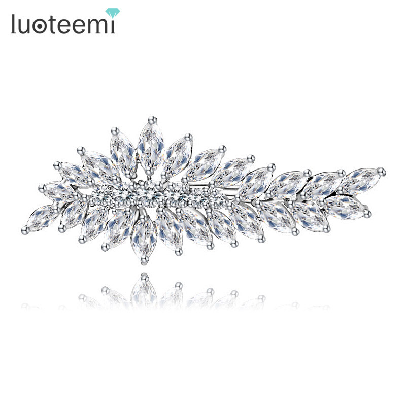 LUOTEEMI Brand Wholesale Fashion Hair Accessories Bridal Hair Jewelry A AA Cubic Zircon Bridesmaid Gift Hair Clip